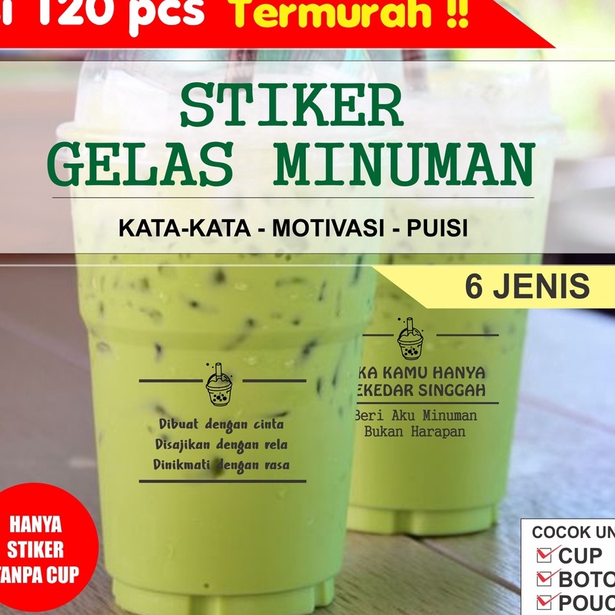 

Grosir 12 Pcs Stiker KataKata Gelas Minuman