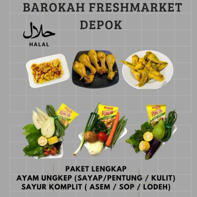 

Paket Komplit Ayam Ungkep ( Paha / Sayap / Kulit ) Sayur Komplit ( Asem / Sop / Lodeh )