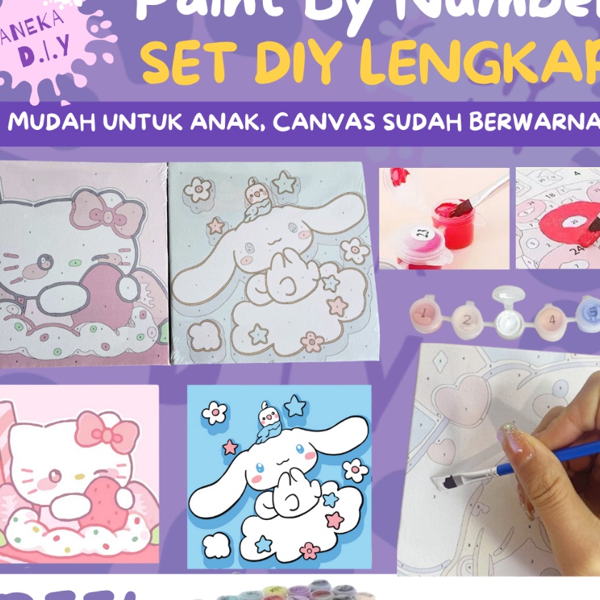 

KI3 7 DIY Paint by Number Cinnamoroll Disney Kuromi Kartun Anak Melukis Anak Canvas Painting Kit Oil Painting DIY Painting kit Lukisan Melukis Mewarnai Kanvas Nomor Prakarya Anak