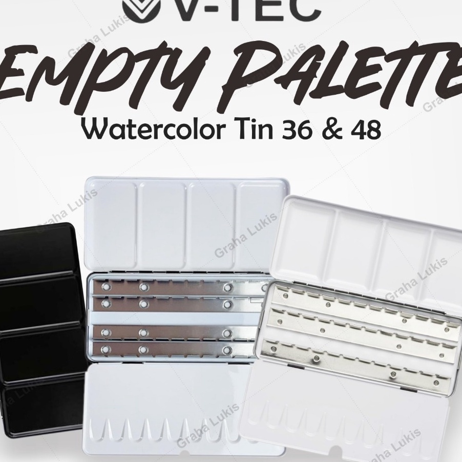 

FG2 Empty Palette Watercolor Tin 48 36 Empty Box