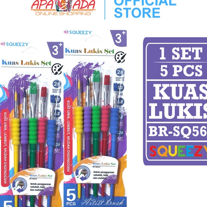 

Potongan Apazada Kuas Set Brush 1 Set Isi 5 Pcs Kuas Lukis Set Lengkap Squeezy BRSQ565