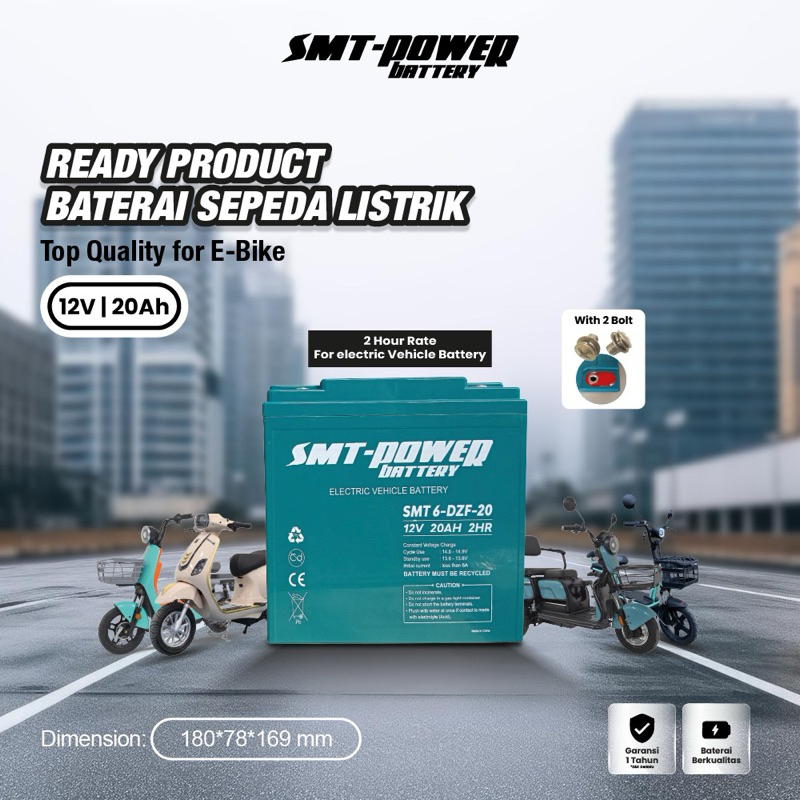 AKI KERING VRLA SMT-POWER 12V 20AH - BATERAI MOTOR LISTRIK / SEPEDA LISTRIK