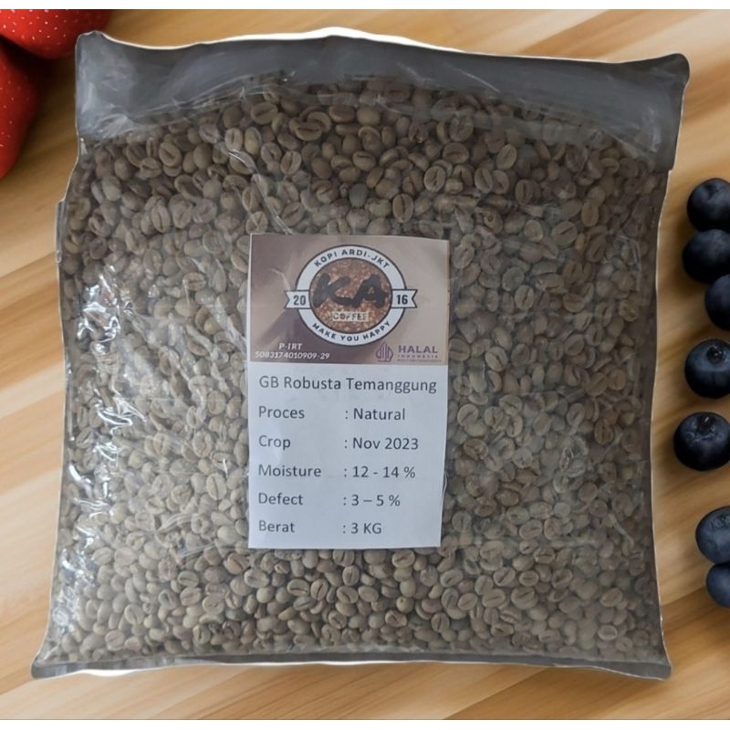 Biji kopi mentah/Green Bean(GB) Robusta Temanggung Natural new crop 500 Gram / 1 KG