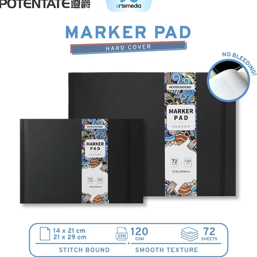 

Istimewa Potentate Marker Paper Pad Hard Cover Sketchbook Buku Sketsa