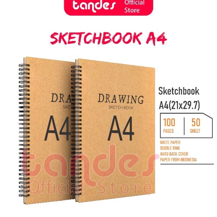 

Murah Tandes Buku sketsa Sketchbook A4 isi 1 pages 5 sheets buku gambar ukuran A4 craft cover spiral