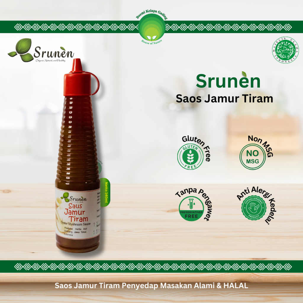 

Saos Jamur Tiram Alami Oyster Mushroom Sauce Penyedap Makanan Asli Jamur Pilihan Halal 140 ml Srunen