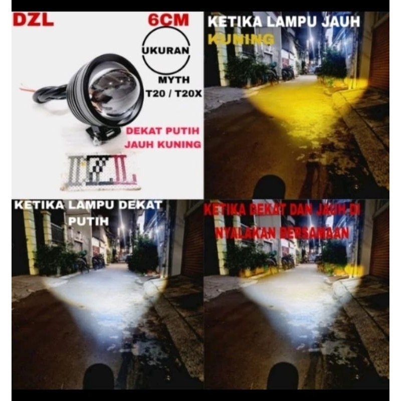 MYTH lampu tembak led t20 t20x d2 laser gun u2a 2 warna cut off 4d high low jauh dekat
