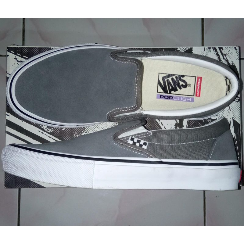 VANS SKATE SLIP ON PEWTER GREY SUEDE