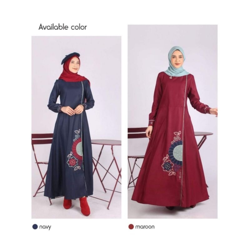 Gamis Cantik Dannis A230801 / Gamis Maroon - Navy Dannis 230801 Dv