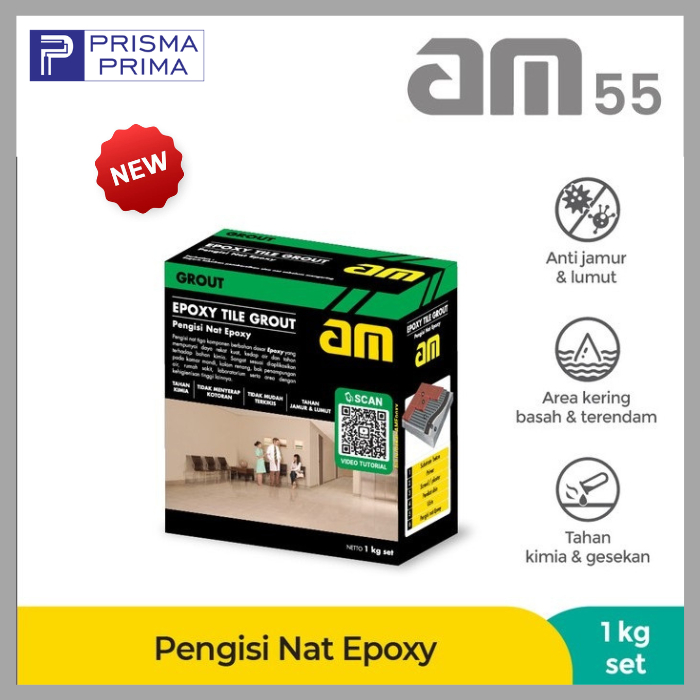 AM 55 Epoxy Tile Grout Semen Nat Keramik Kamar Mandi Kolam Renang Anti Bocor Jamur