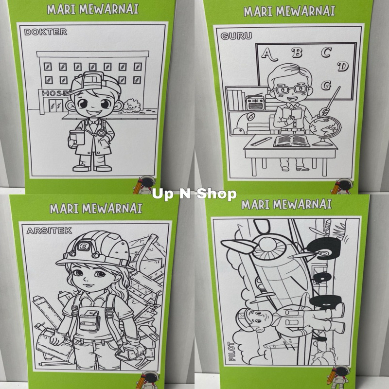 

Kertas Mari Mewarnai20pcs /Coloring / Kertas Gambar Profesi / Kertas Gambar Anak PAUD TK SD
