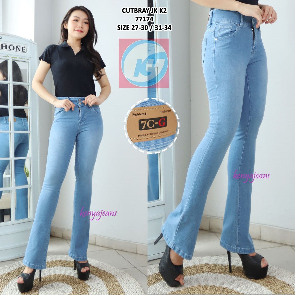 7C-G Celana Cutbray Jeans Wanita Premium | Strecth | Bootcut Jeans | K2