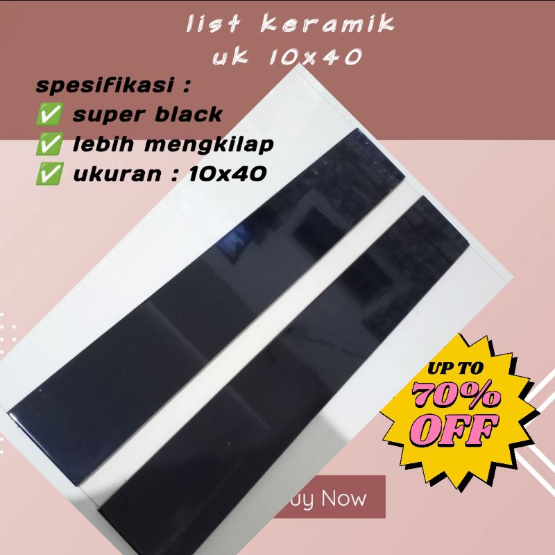 grosir list keramik dinding hitam polos super black ukuran 10x40