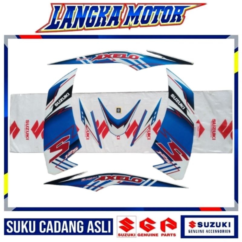 Axelo ORI SGP Striping Stiker body Biru Putih Suzuki Shogun AXELO S