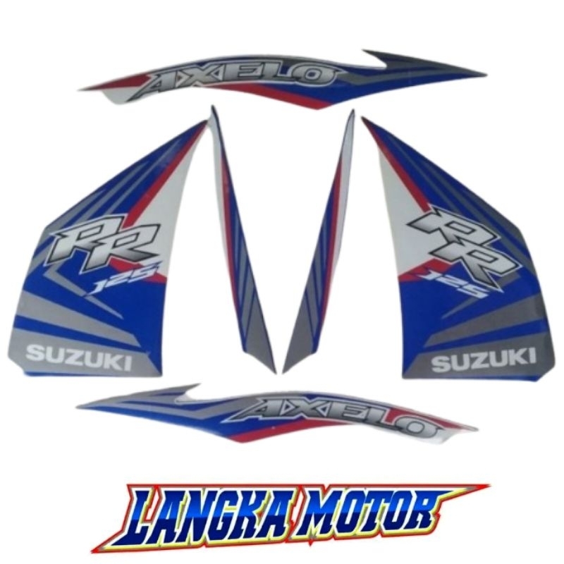 Axelo Striping Stiker body Biru Putih Suzuki Shogun AXELO RR