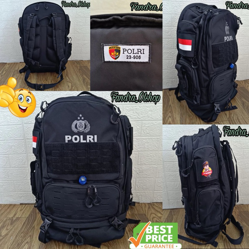Tas Ransel BKO Hitam Logo POLRI Jatah Polri Tahun 2024. Kualitas Terbaik 