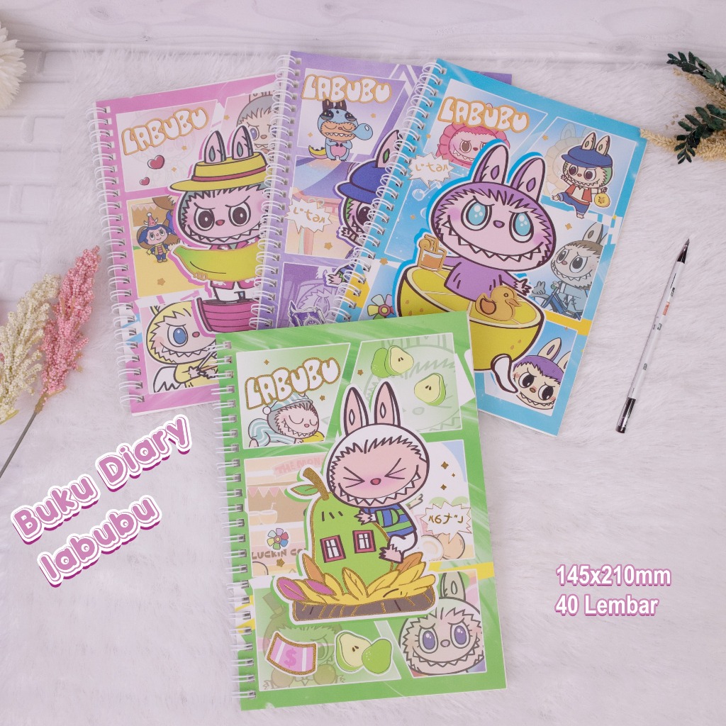 

SEJAHTERA SELALU - Notebook Buku Catatan Diary A5 Ring Motif Kartun Labubu Lucu Aesthetic Buku Tulis Garis Karakter Lucu