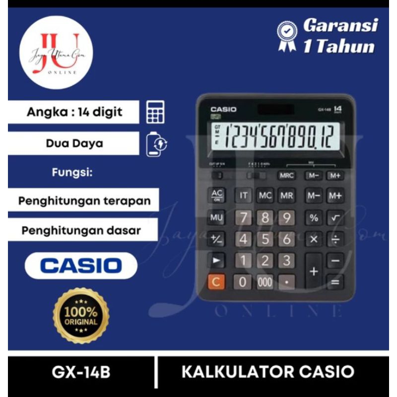 

KALKULATOR CASIO ORIGINAL GX - 14B 14 DIGIT / CALCULATOR CASIO ASLI 100 PERSEN GX-14B