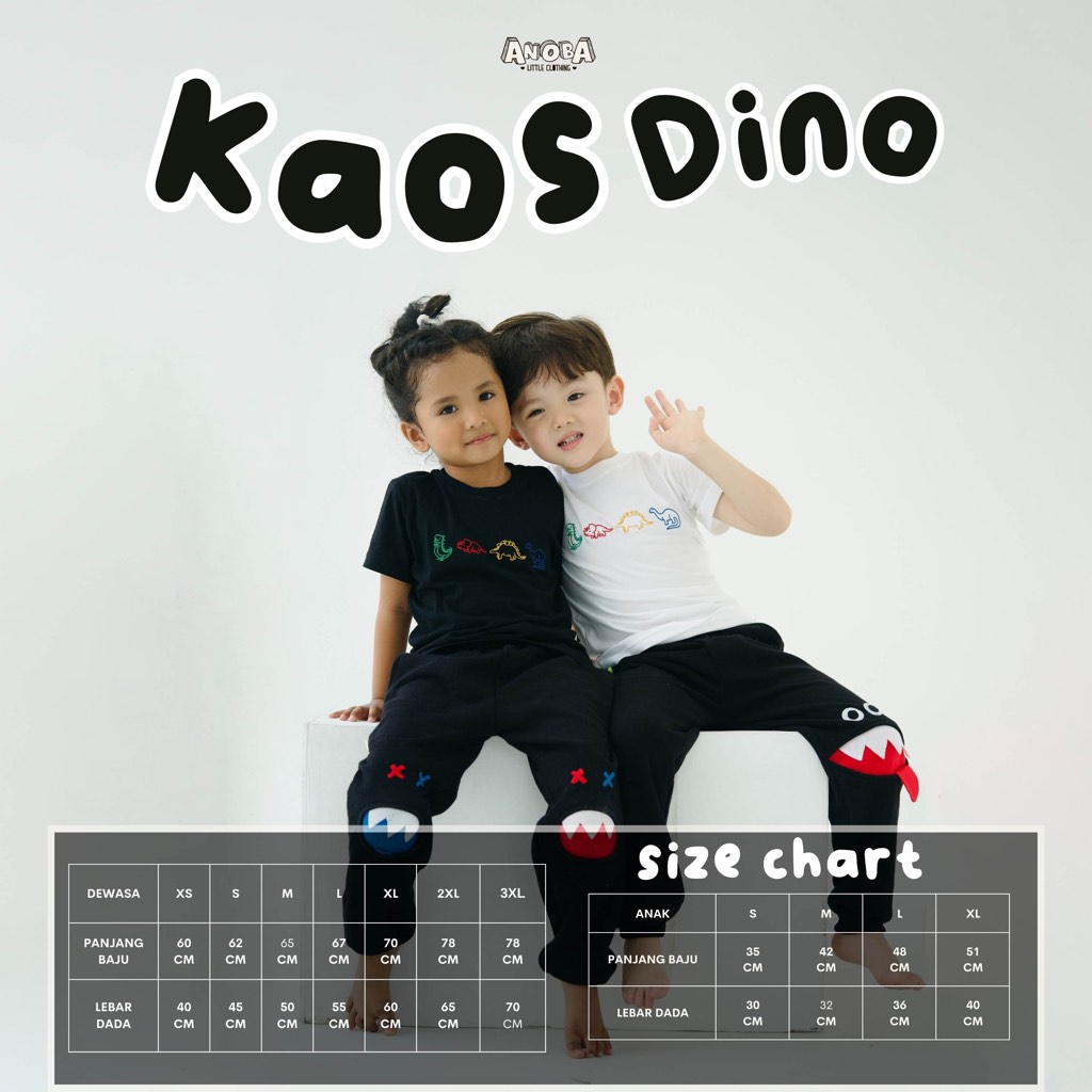 ANOBA KAOS DINO - Kaos Dino Anak & Dewasa - Kaos Couple - Kaos Kembaran