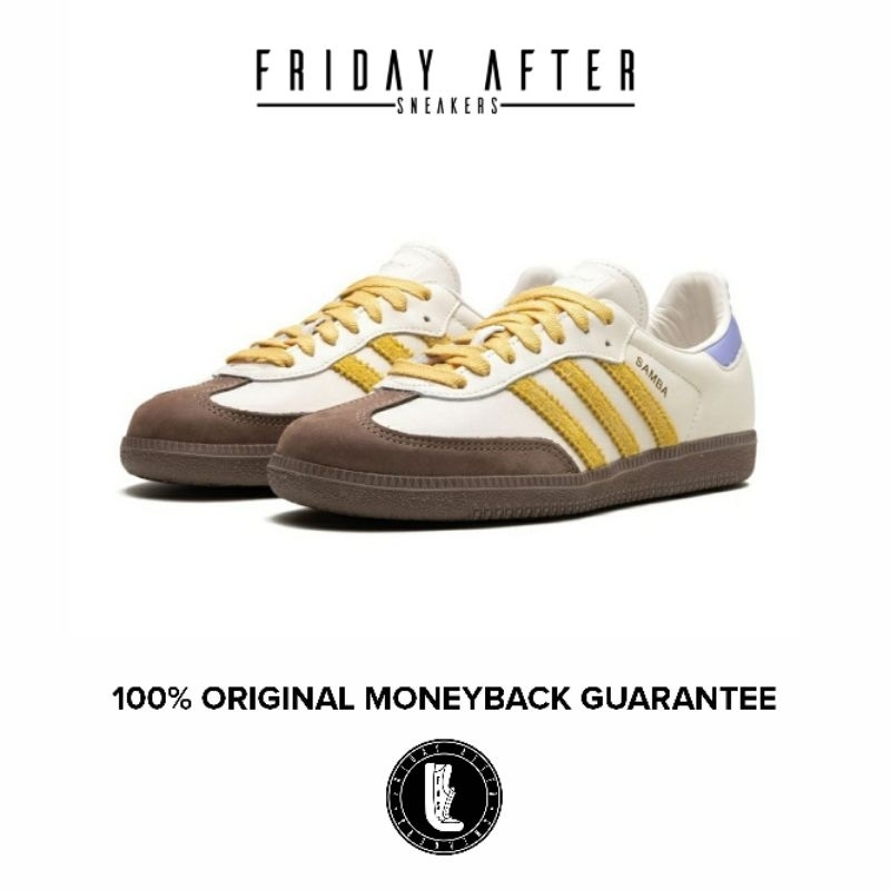 Sepatu Sneakers Pria Wanita Adidas Samba OG Off White Oat Violet Tone Original Resmi