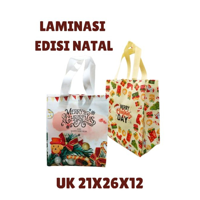 

1 PCS - Tas Spunbond Hampers BAHAN LAMINASI SERIES NATAL SIZE 21x26x12 & 32x25x17 #Kreasi.Mewarnai