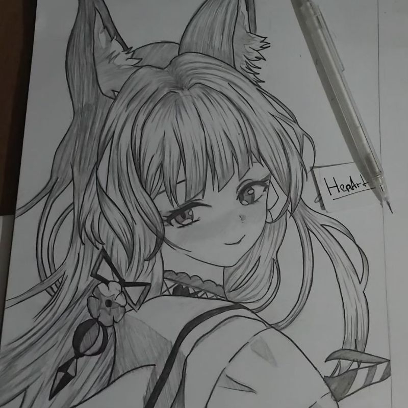 sketsa anime girl