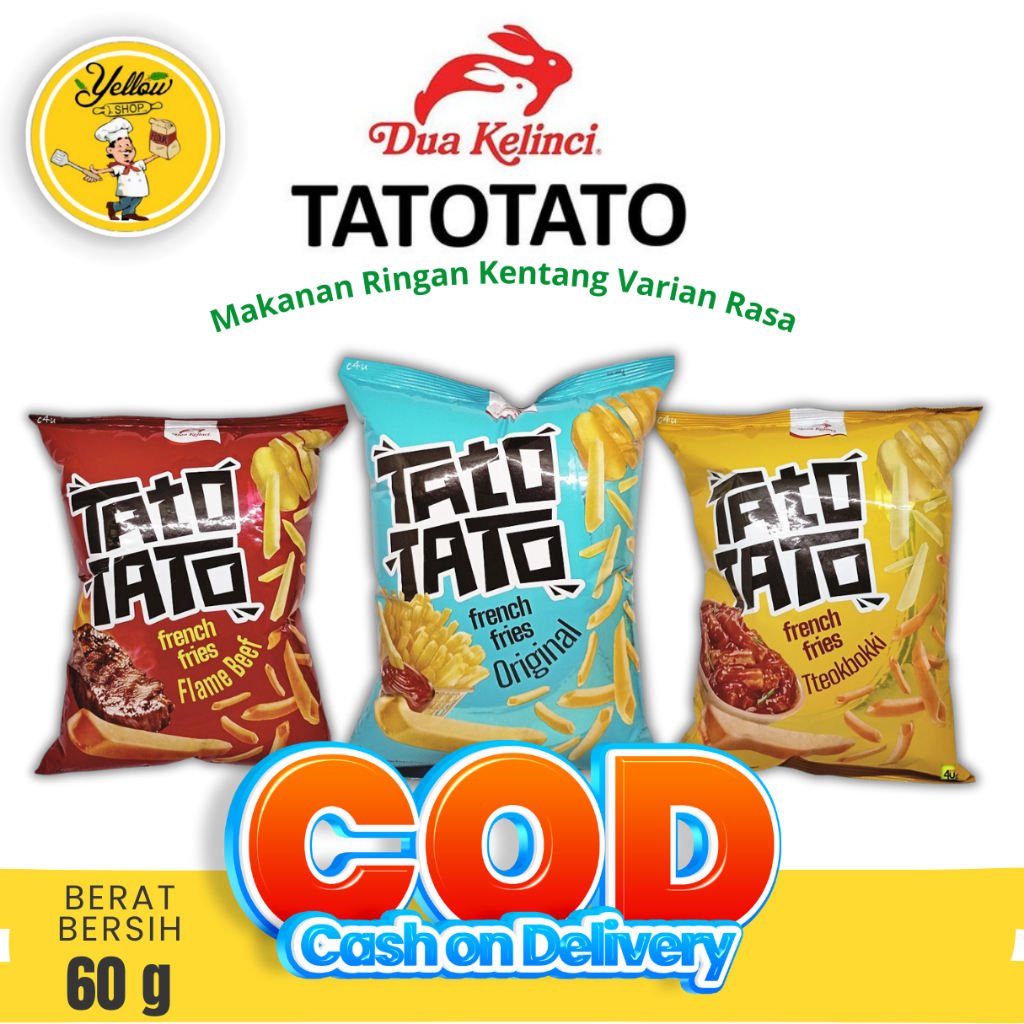 

FRENCH FRIES TATO TATO DUA KELINCI 60GR / MAKANAN RINGAN KENTANG