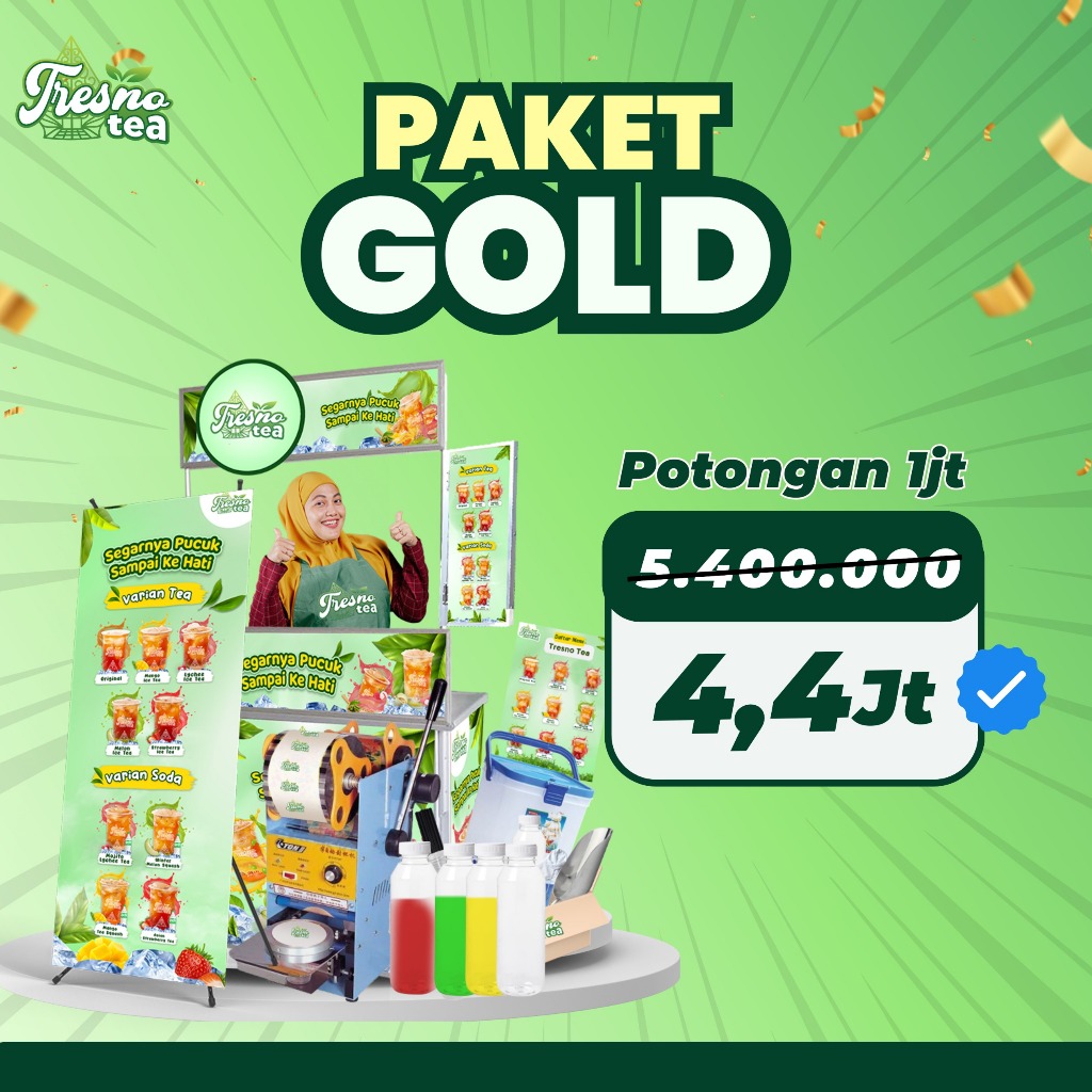 Kemitraan Franchise Minuman Es Teh Termurah Terlaris Kekinian TRESNO TEA - Paket Gold