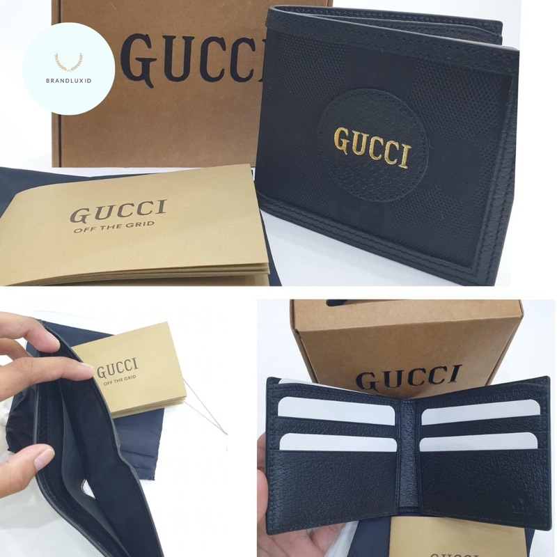 Gucci men wallet off the grid embossed GG canvas with trim black leathe
