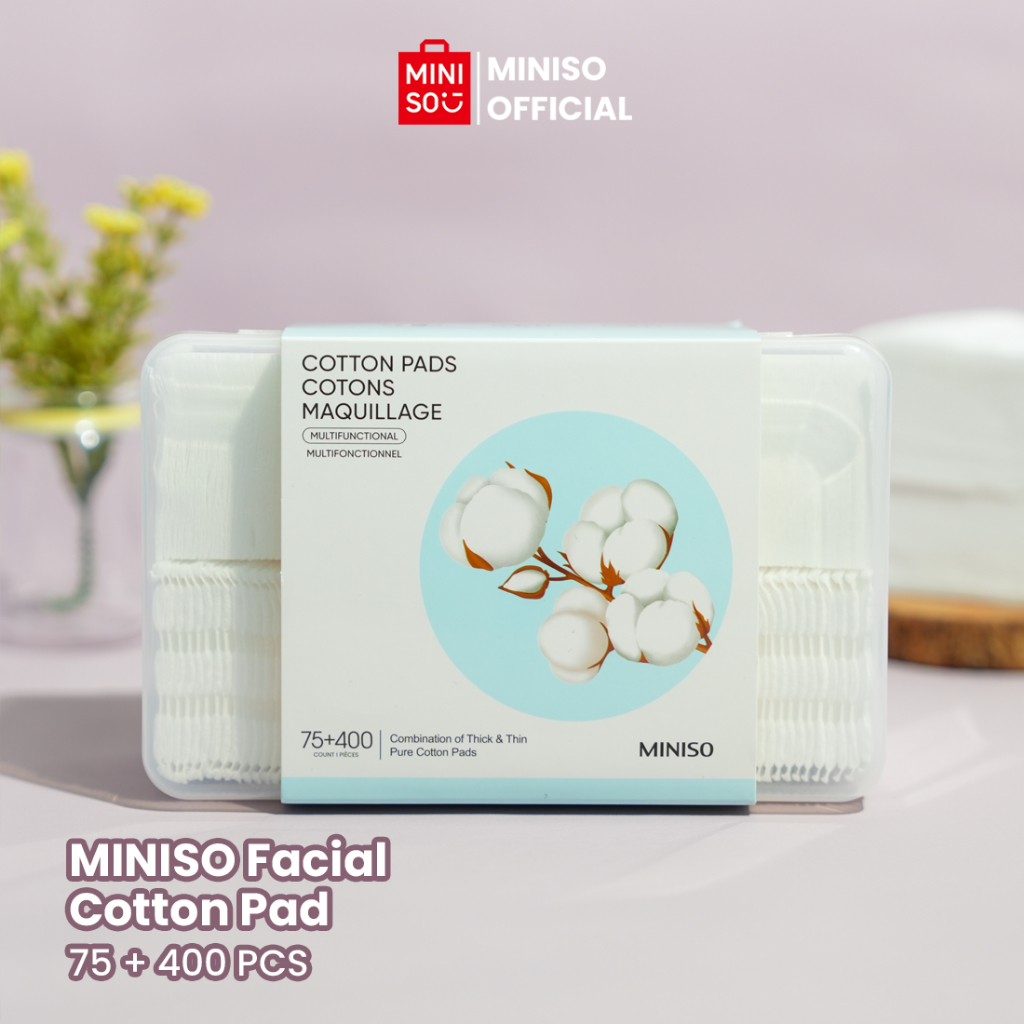 [SBS] MINISO Facial Cotton Pads 75pcs Tebal + 400pcs Tipis Kapas Pembersih Makeup Make Up Bantalan K