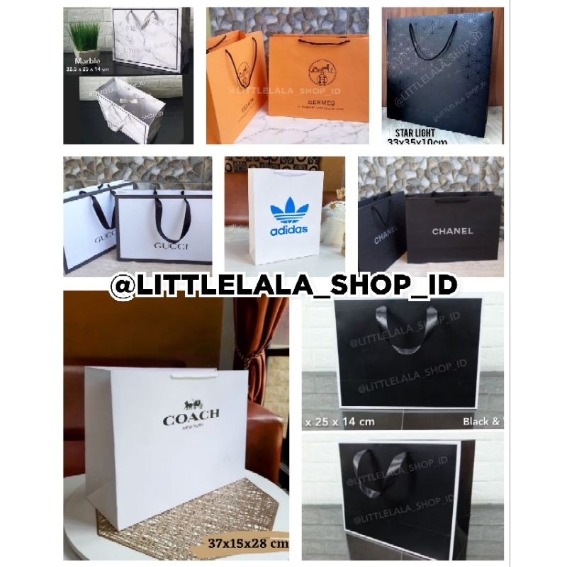 

Paper bag hitam lis putih 32.5cm x 25cm x 14cm/36x30x10cm/37x25x18 /goodie bag/paperbag hitam polos/kantong sovenir/Tas kado/hadiah/TAS hampers lebaran/tas parcel/TAS BELANJA doff/dove minimalis simple elegant/tas kado natal marmer/COD Riau/shopping