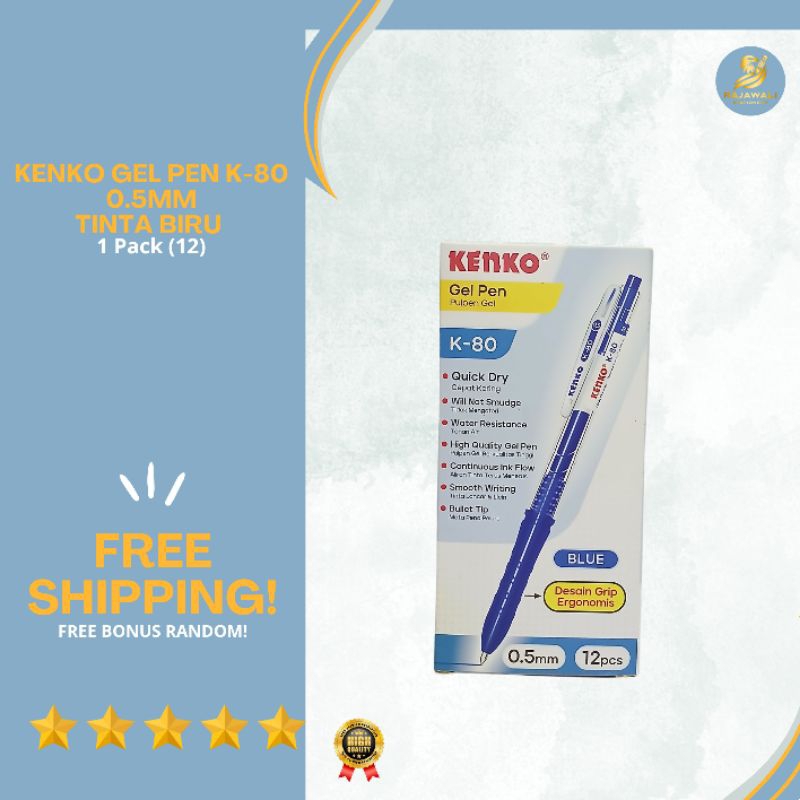 

Gel Pen 0.5mm Kenko K-80 | Tinta Biru | 1 Pack (10) Eceran 6 Pcs & 1 Pack