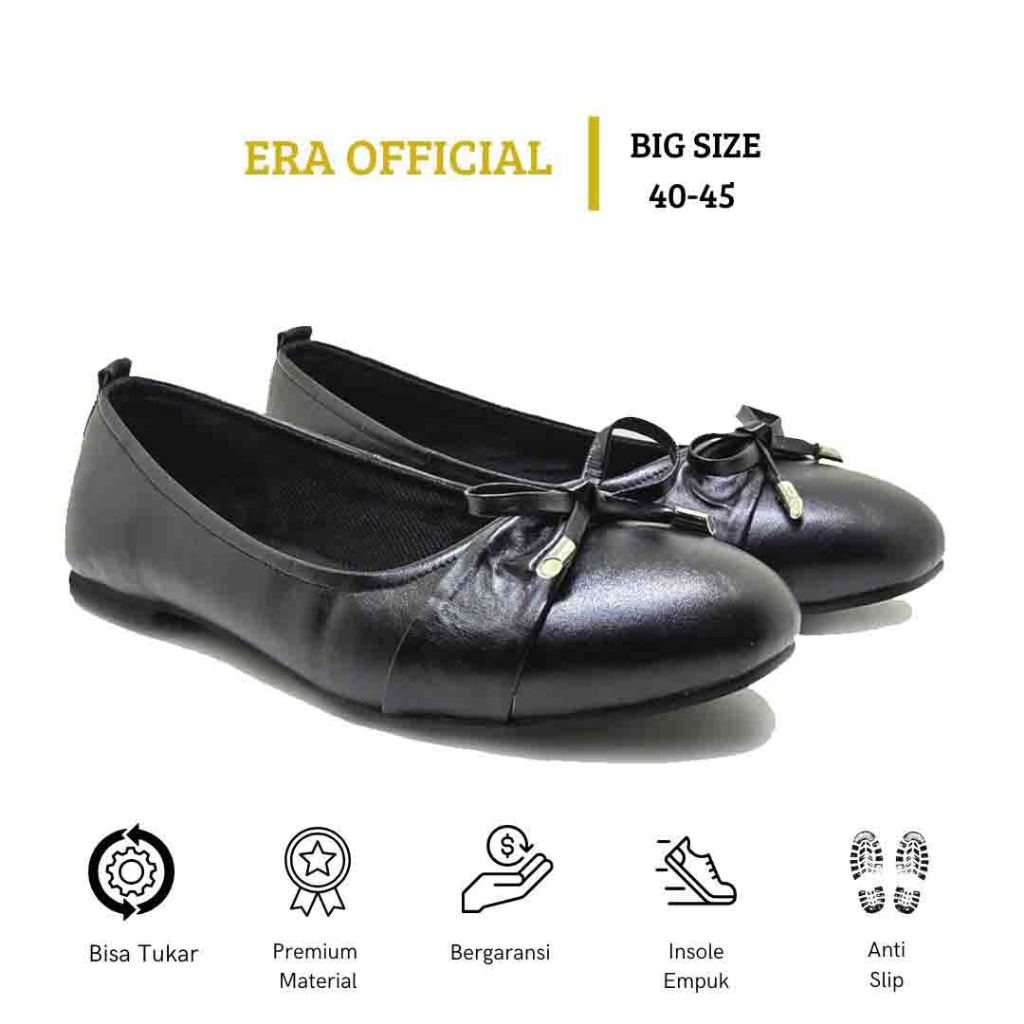 ERA - BELLINA Black Sepatu Wanita BIGSIZE Pantofel Ukuran Jumbo Besar 40 41 42 43 44 45