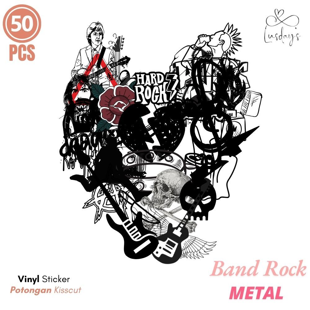 

STIKER Vinyl Aesthethic Band METAL Rock and Roll stiker Punk rock Sticker Vinyl Waterproof - Sticker Helm Buku Jurnal Koper Motor Casing HP Laptop