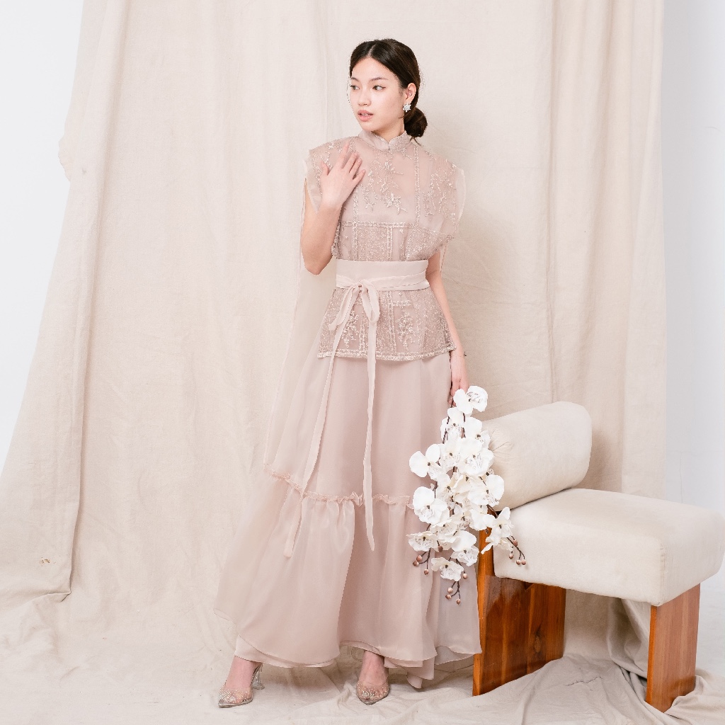 OFFICIAL CROI - Almira Set Dress in Pink, Nude & Silver in Hijab & Non-Hijab // dress pesta / hijabe