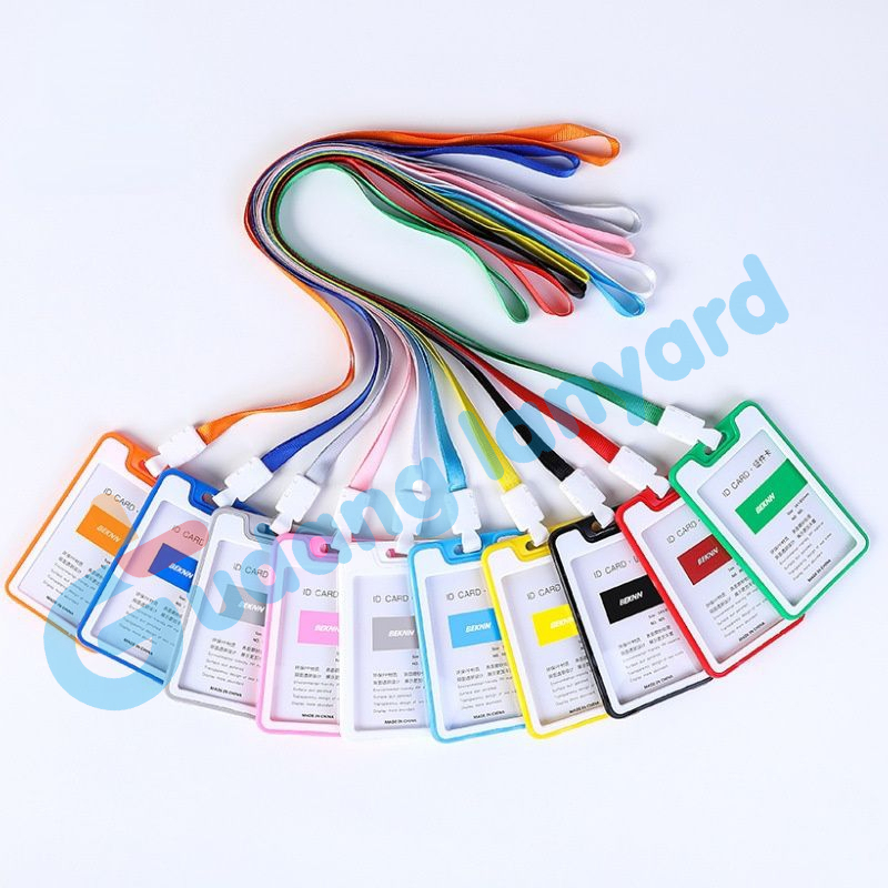 

holder kartu isi 2 kartu plus tali card holder plastik anti pecah casing kartu idcard BEKNN