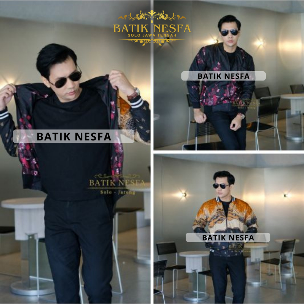 Jaket Bomber Batik Pria Bolak Balik Sakura.