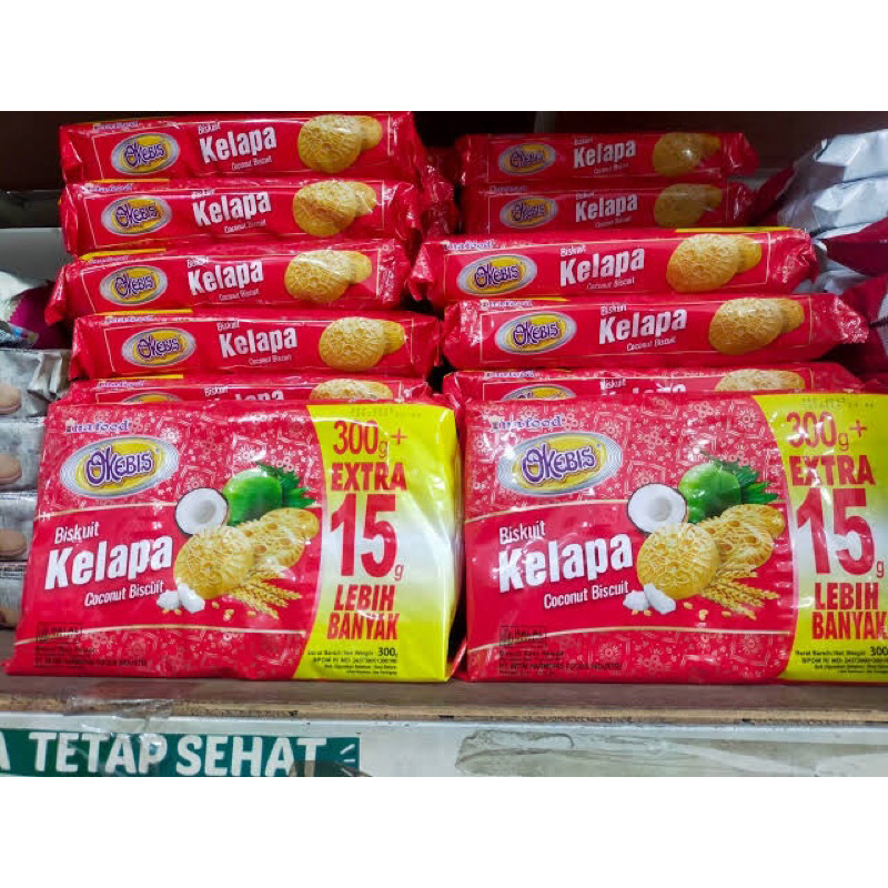 

okebis biskuit kelapa extra 15g lebih banyak