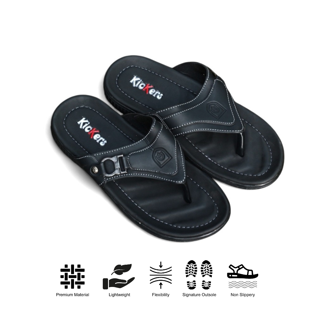KICKERS Sandal Kulit Pria Dewasa Original 100% Kasual Bahan Kulit Asli Garut Kekinian 2024