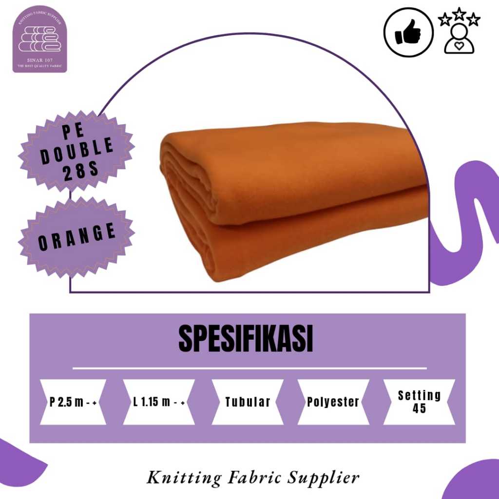 Kain kaos Pe double 28s kiloan | Orange