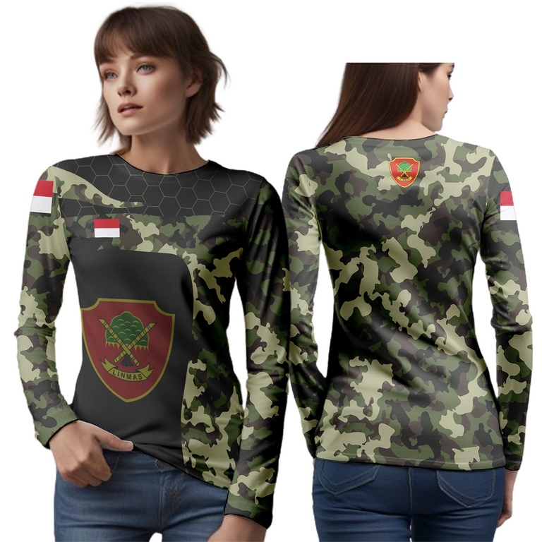 baju wanita dewasa linmas / jersey hansip / kaos satpam desa sublime bisa custom