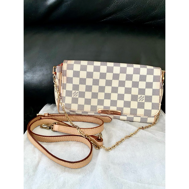 Ala LV Favorite MM Damier Azur GHW Kulit Asli Vintage Preloved