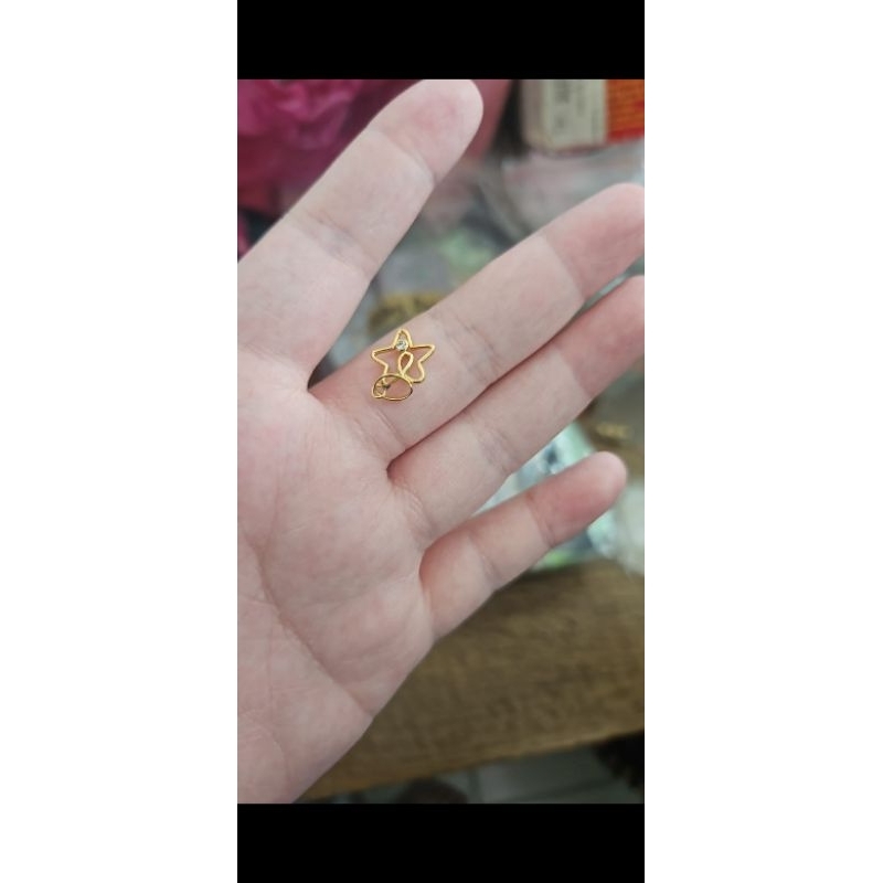 Liontin kalung bandul pendant bintang star mata putih emas asli 375 murah 8k