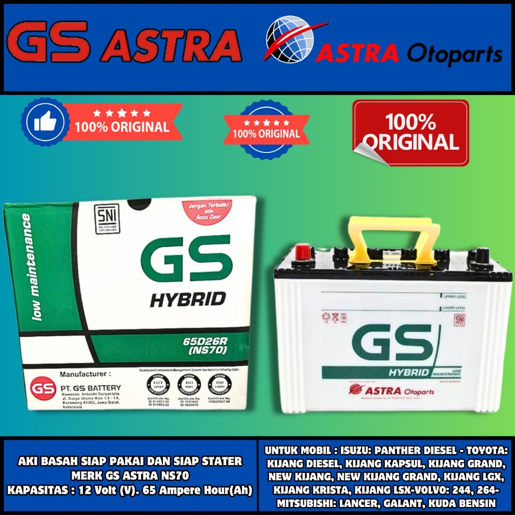 Aki Mobil Kijang, Dyna, Panther, Colt, Fuso, Everest GS ASTRA HYBRID ORI