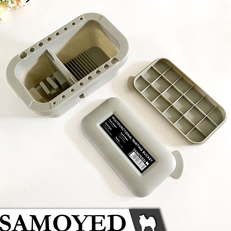 

KODE W77B SAMOYED PBCK3 Bak Ember Lukis Tempat Pencuci Pengering Gantungan Kuas Palet Cat Multifunction Painting Bucket Barrel Brush Washer Dryer Holder Palette