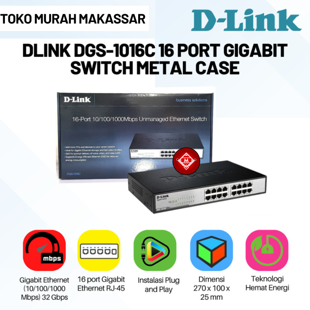 D-Link DGS-1016C Gigabit Switch 16-Port DLINK DGS1016C 16 Port / NET05-DL