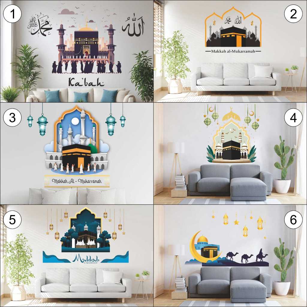 Semesta Wall Sticker Motif Makkah Ka'bah Stiker Dinding Wallsticker SMST