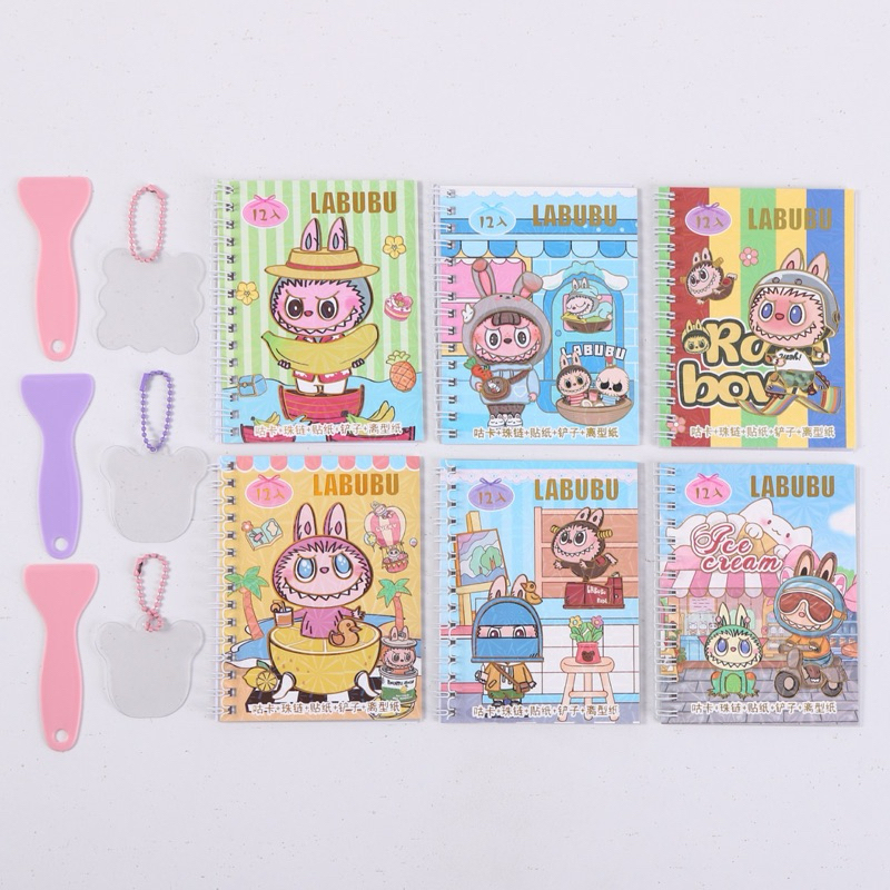 

( KKM ) LABUBU Stiker Binder Notes Polos Mini Viral Karakter Boneka Lucu Notebook Jilid Ring