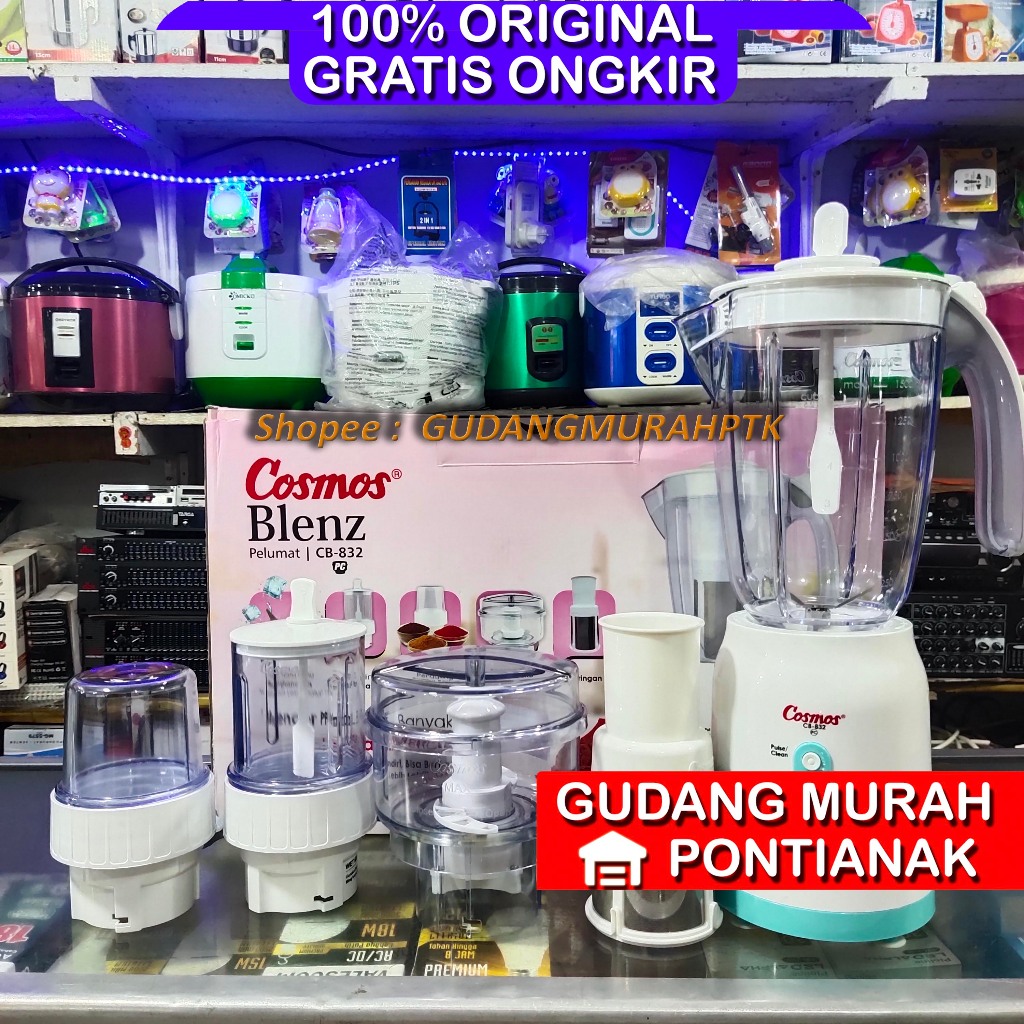 Blender Cosmos 5in1 Chopper Penghancur es Juicer pisah ampas penggiling daging CB 832 choper kapsul
