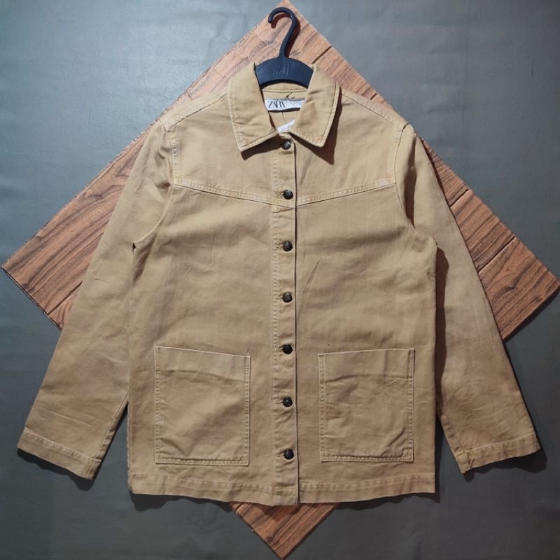 chore jacket zara denim
